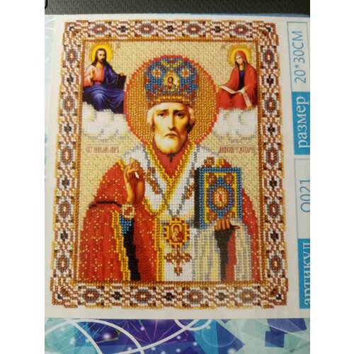 Алмазная мозаика на подрамникеИкона Николай Чудотворец полная выкладка 750₽