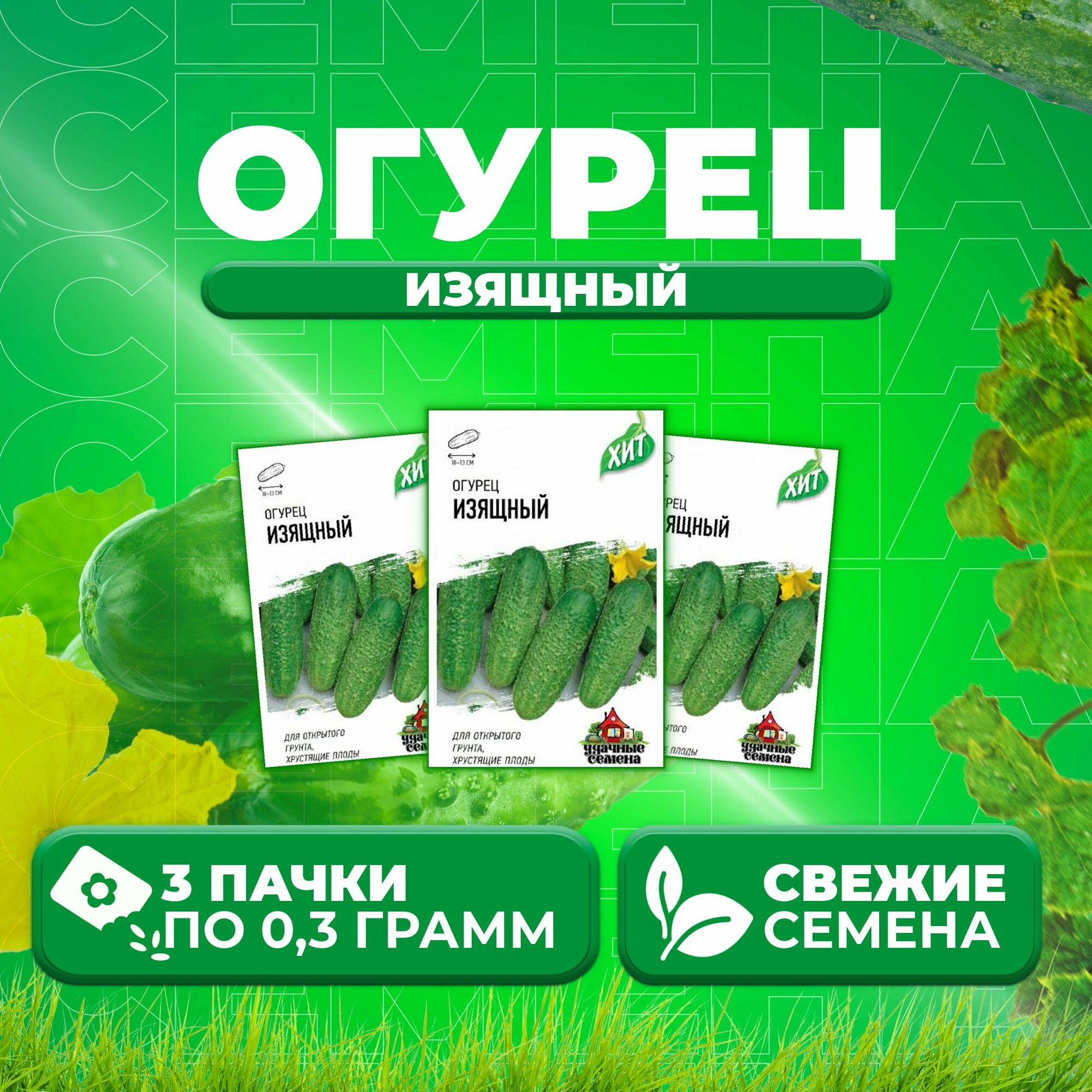 Огурец Изящный 03г Удачные семена серия ХИТ (3 уп)