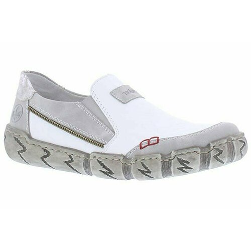 фото Слипоны rieker, размер 41, белый, серый