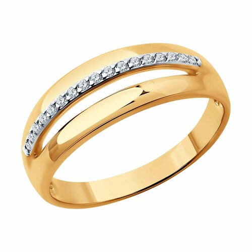 фото Кольцо diamant online, золото, 585 проба, фианит, размер 17, бесцветный