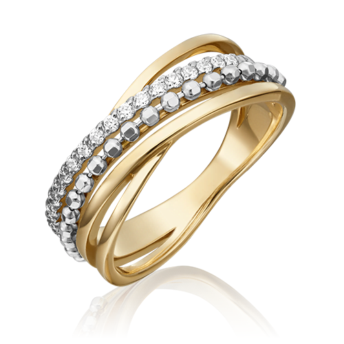 фото Кольцо diamant online, комбинированное золото, 585 проба, фианит, размер 18.5, бесцветный