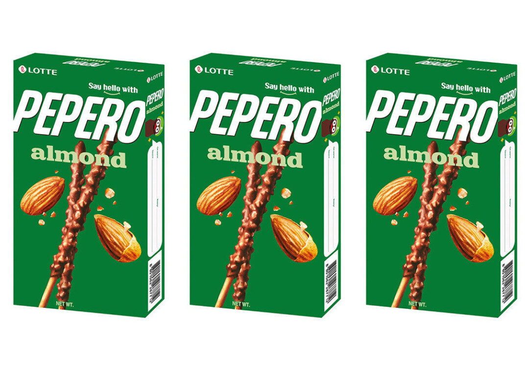Lotte Печенье Pepero в шоколаде с миндалем, 36 г, 3 уп