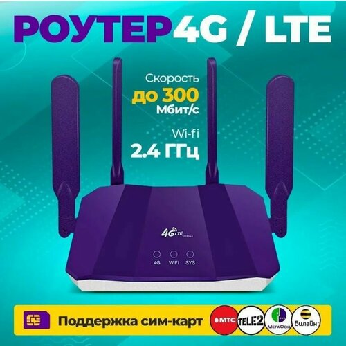 Роутер CPE-02, Wi-Fi, 3G 4G LTE, SIM карта, фиолетовый