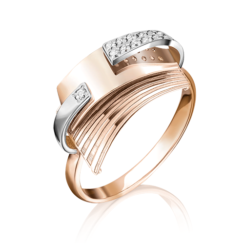 фото Кольцо diamant online, золото, 585 проба, фианит, размер 18, бесцветный