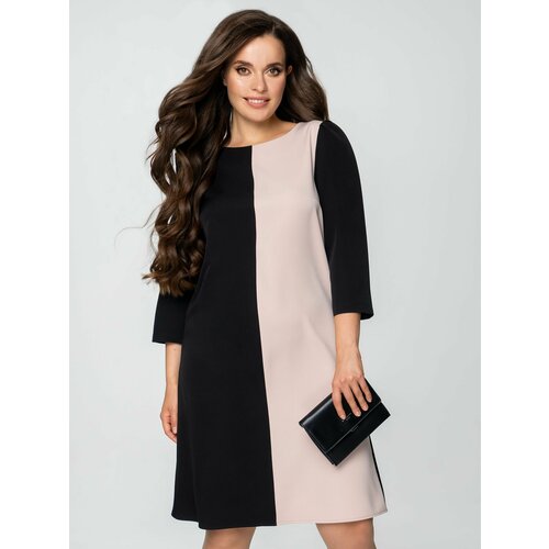 фото Платье with street, размер 50, бежевый, черный