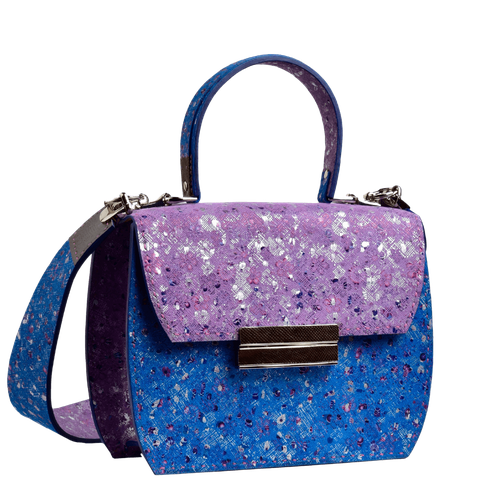 Сумка David Gutman, фактура рельефная, бархатистая, лиловый, синий