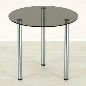 Стеклянный обеденный стол Эдель 18-3 серый/хром D80