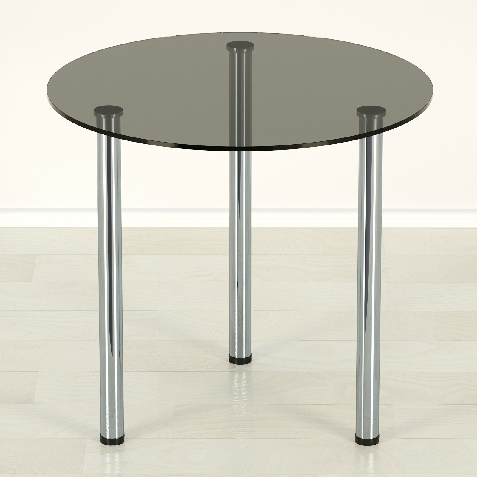 Стеклянный обеденный стол Эдель 18-3 серый/хром D100