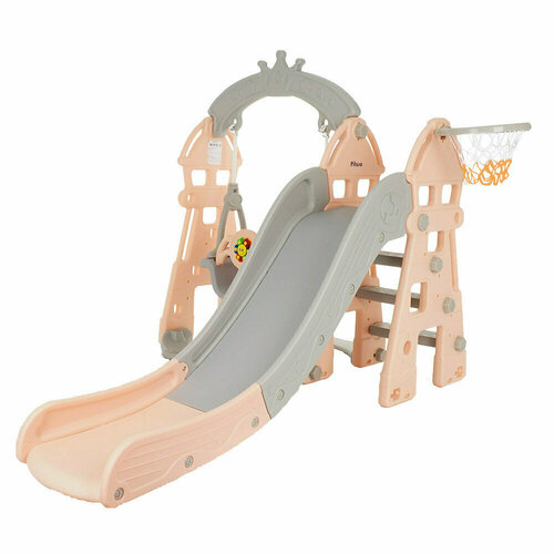 Горка-комплекс Pituso замок (горка, качели) (звук) 185*146*122h Бежевый/серый бежевый, серый, бежевый