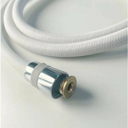 Шланг для душа белый с защитой от намотки, медная гайка, 1/2