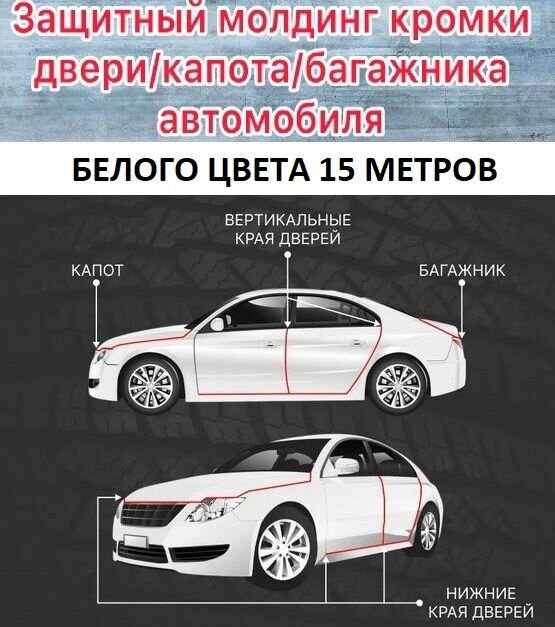 Защита кромки дверей Chery Arrizo 7/Arrizo 8 с металлической вставкой (белый)