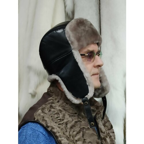 фото Шапка ушанка мехас пилот мутон топаз, размер 57, бежевый