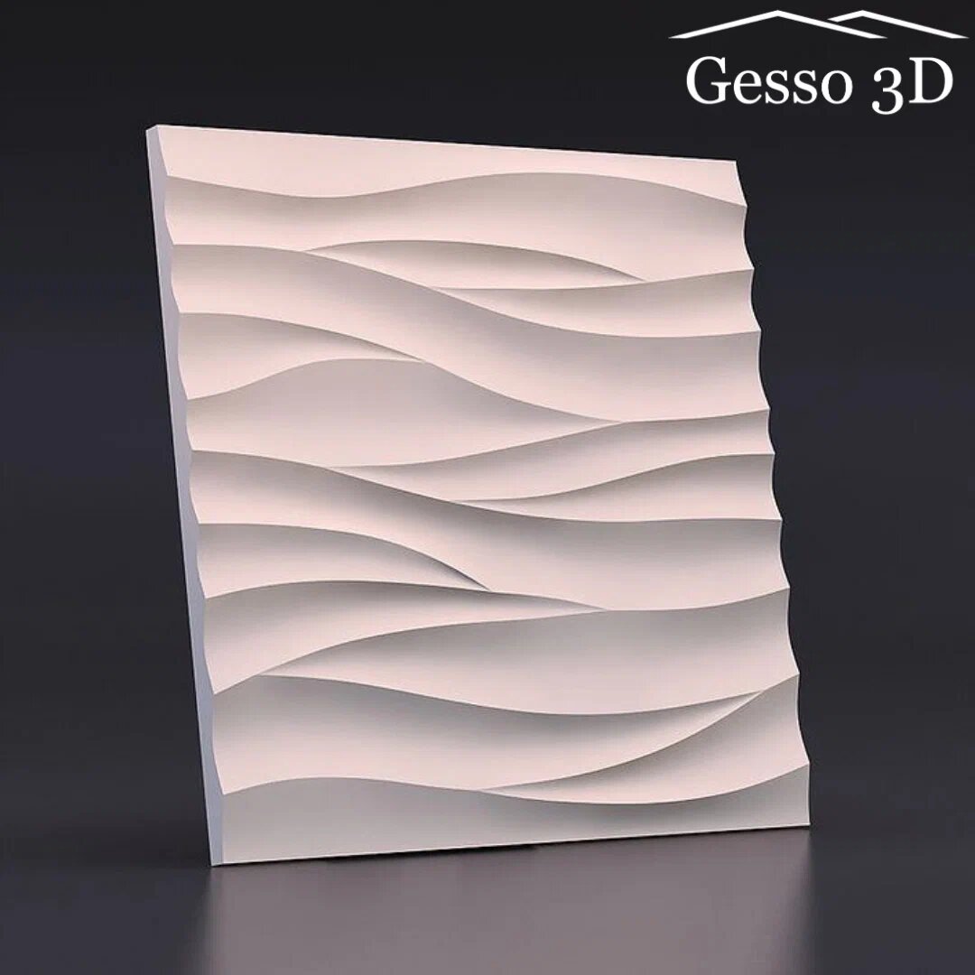 Гипсовая панель Gesso 3D "Острые волны" 500x500x25 мм, Упаковка 20 шт, 5 м2