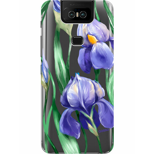 Силиконовый чехол на ASUS ZenFone 6 ZS630KL, Асус Зенфон 6 с 3D принтом Amazing Irises прозрачный