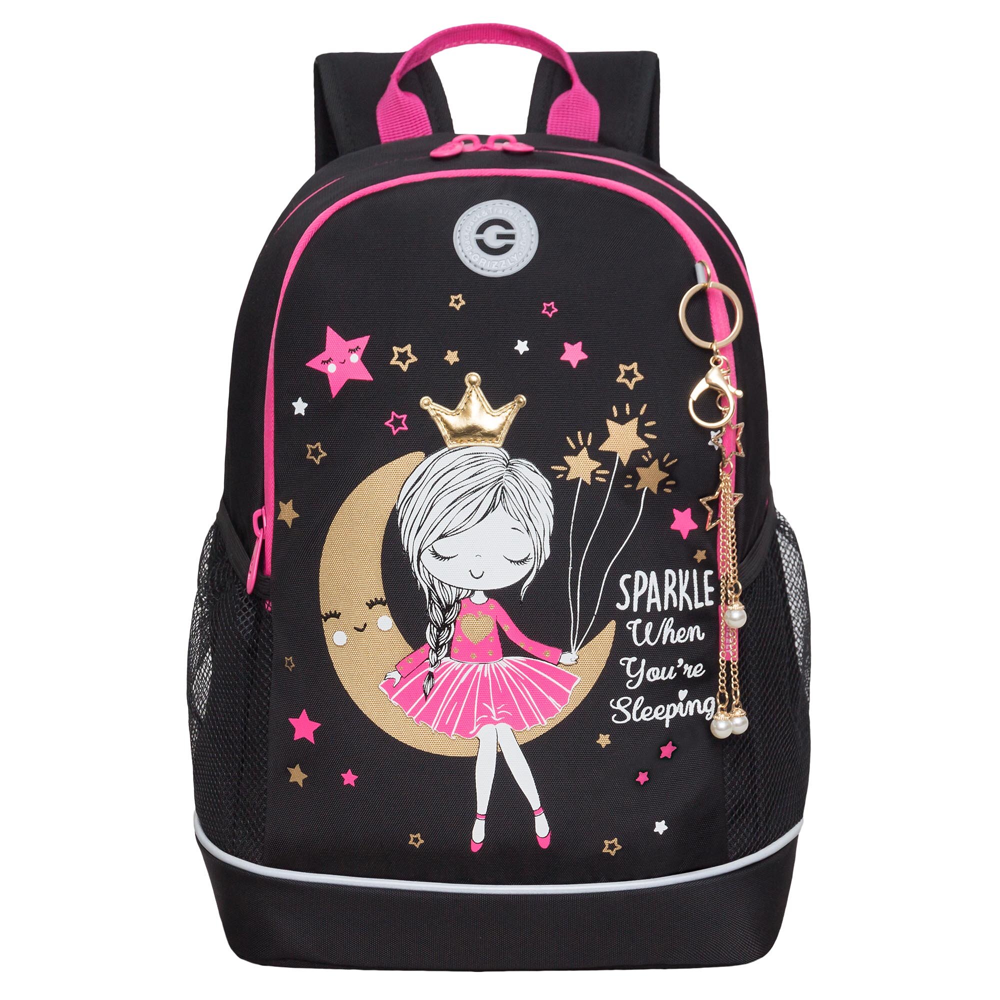 Рюкзак школьный GRIZZLY с карманом для ноутбука 13", жесткой спинкой, двумя отделениями, для девочки RG-463-1/2