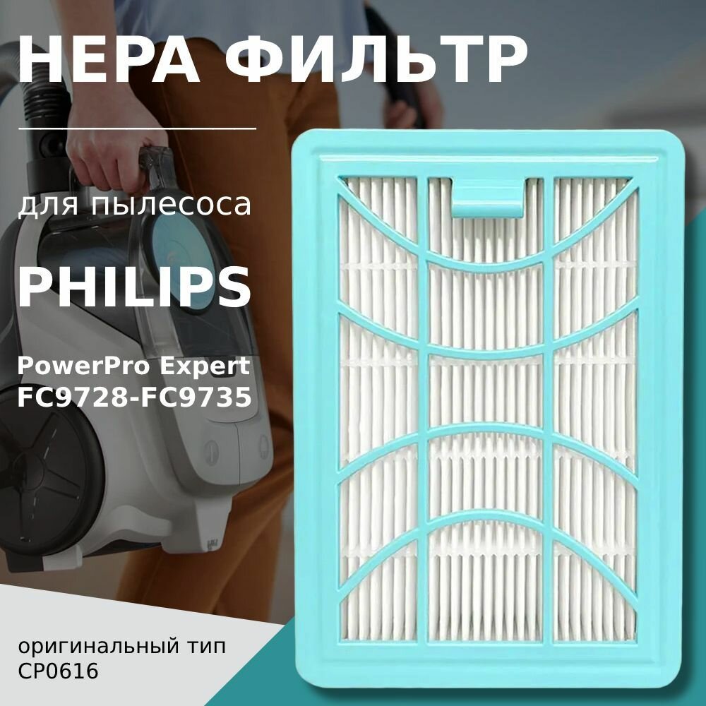 HEPA фильтр для пылесоса Philips PowerPro Expert тип CP0616 серия FC9728, FC9730, FC9731, FC9732, FC9733, FC9734, FC9735