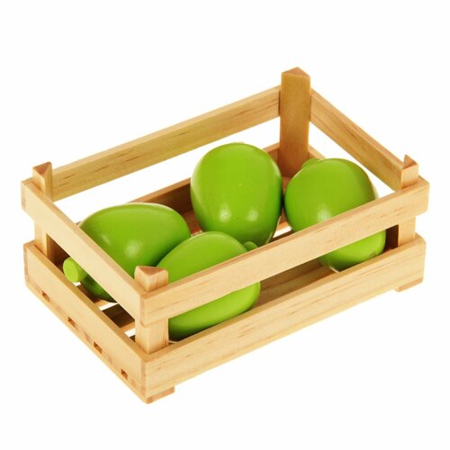 Счетный деревянный материал Ящик с зелеными яблоками