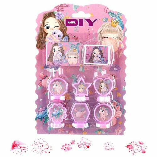 Печать цветная Русалочка набор 6 шт штемпельная подушка 336₽