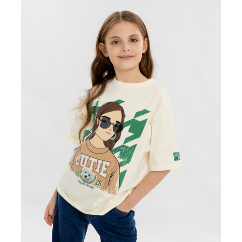 фото Футболка button blue, размер 140, белый