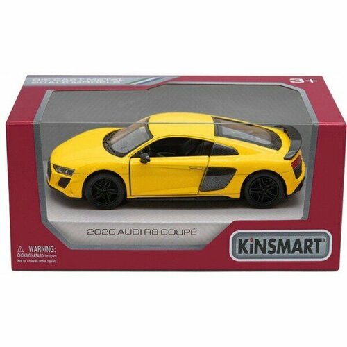 Машинка игрушечная Kinsmart Audi R8 Coupe 2020 1:36 (желтая), арт. КТ5422/4 машина audi r8 coupe 2020 желтая kinsmart инерционная 1 36