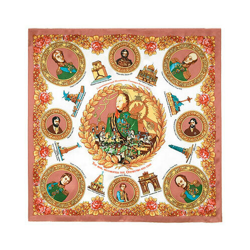 фото Платок павловопосадская платочная мануфактура,89х89 см, белый, бежевый