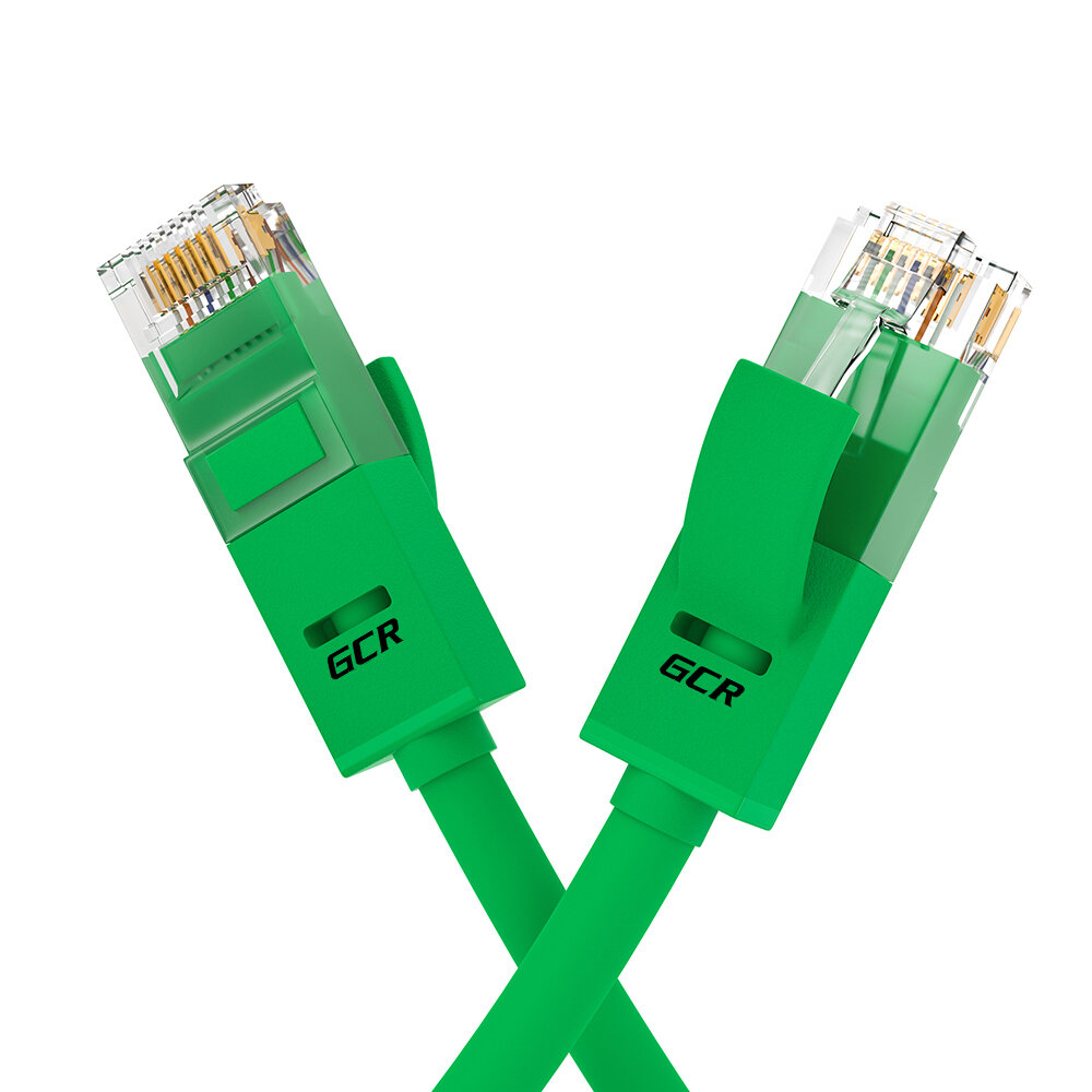 LAN кабель GCR для подключения интернета cat5e RJ45 1Гбит/c 2 метра патч корд зеленый GCR-LNC500