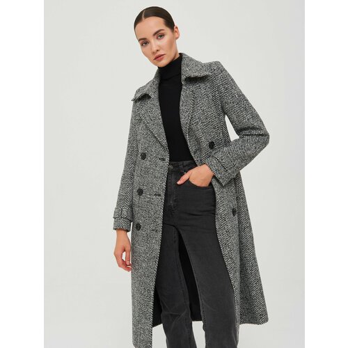 Пальто КАЛЯЕВ, размер 46, черный пальто каляев размер 46 бежевый серый