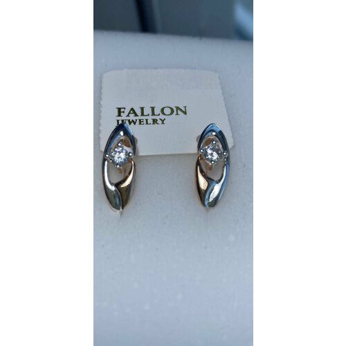 Серьги FJ Fallon Jewelry, фианит, золотой, серебряный