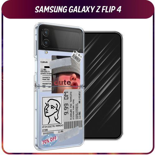 Силиконовый чехол на Samsung Galaxy Z Flip 4 / Самсунг Галакси Зет Флип 4 Cute girl collage, прозрачный силиконовый чехол на samsung galaxy z flip 4 самсунг галакси зет флип 4 нарисованные пальмовые листья прозрачный