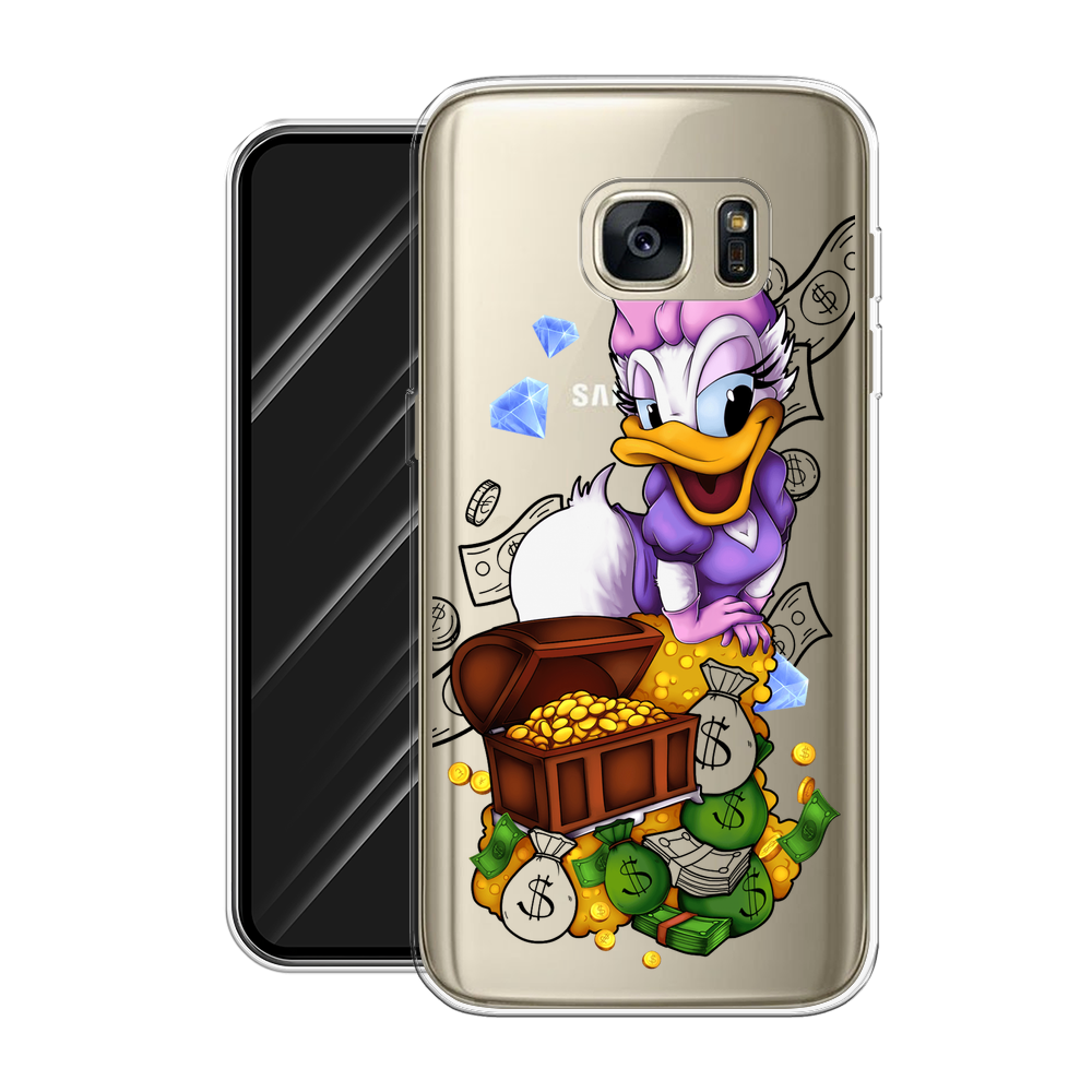 Силиконовый чехол на Samsung Galaxy S7 edge / Самсунг Галакси S7 edge "Rich Daisy Duck", прозрачный