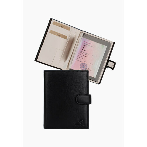 фото Кошелек saaj, фактура гладкая, черный, бежевый