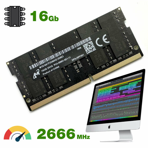 Оперативная память DDR4 16Gb 2666 Mhz Micron MTA16ATF2G64HZ-2G6E3 PC4-2666V So-Dimm для iMac 6369₽