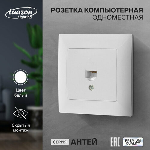 Розетка компьютерная одноместная Luazon Lighting Антей, скрытая, белая розетка телевизионная одноместная luazon lighting антей скрытая белая