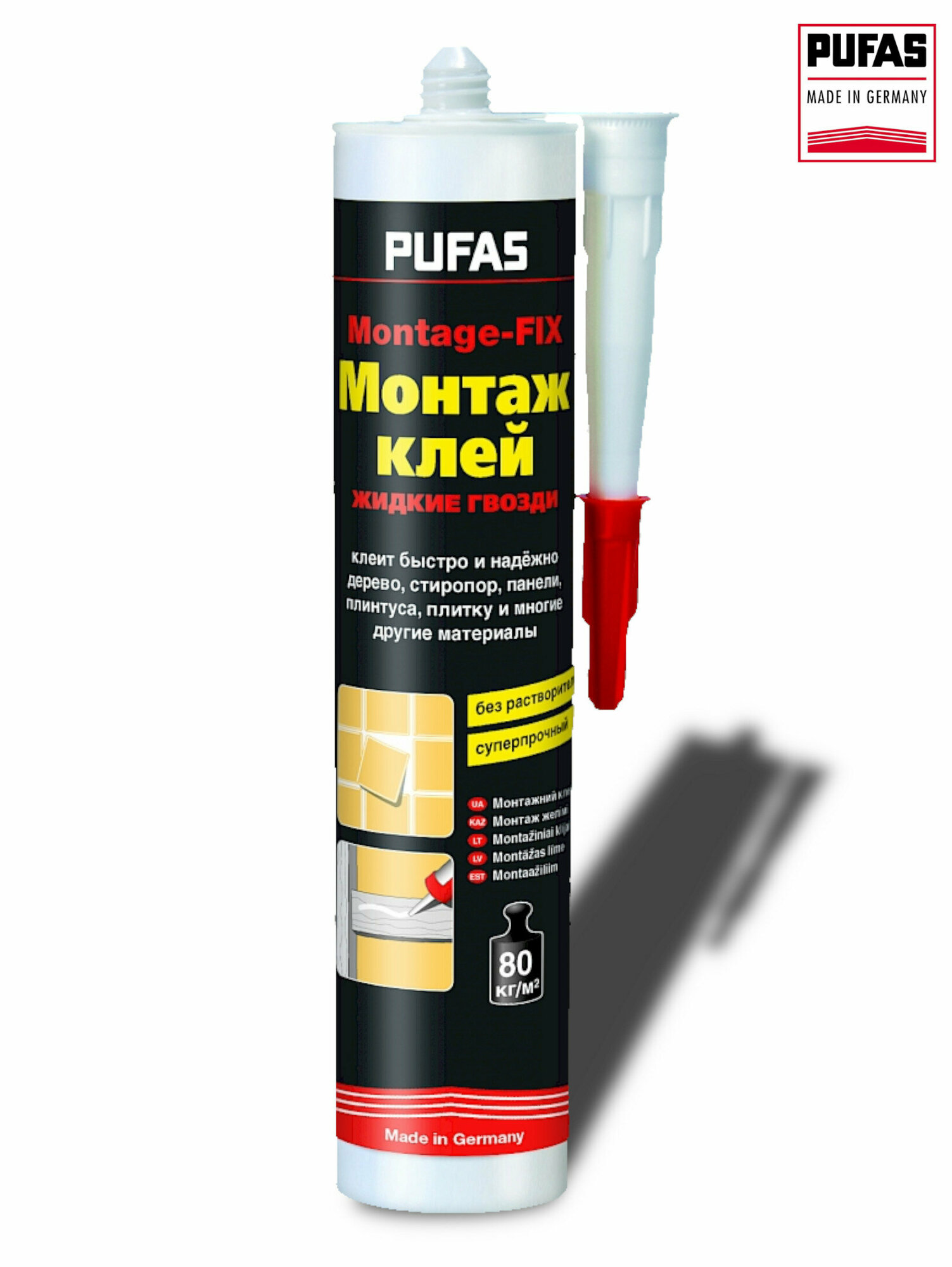 фото Клей монтажный, Pufas Montage FIX, бежевый, 400 гр.