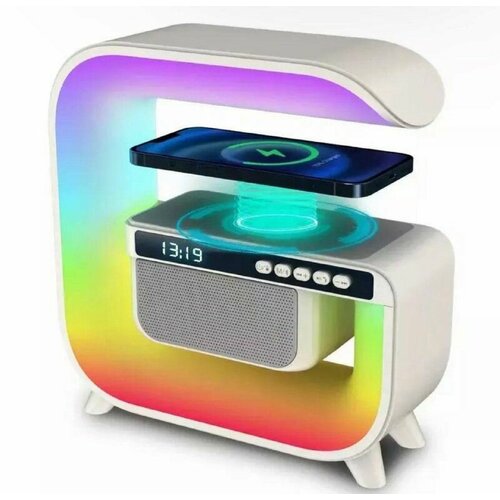 Портативная блютуз колонка ночник с беспроводной зарядкой 429900₽