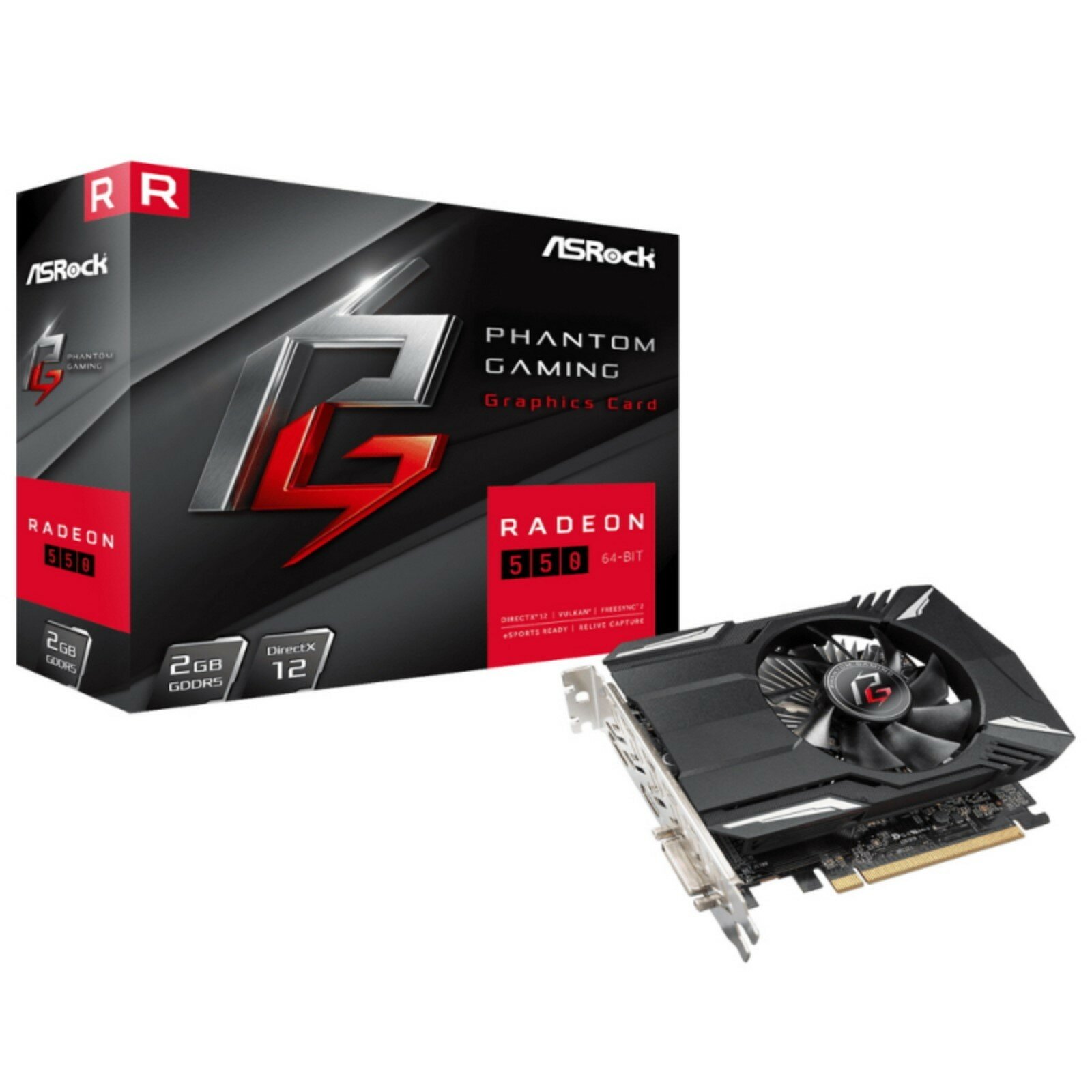 Видеокарта RADEON 550 Phantom Gaming, 2 Гб, 64bit, GDDR5, DVI, HDMI, DP