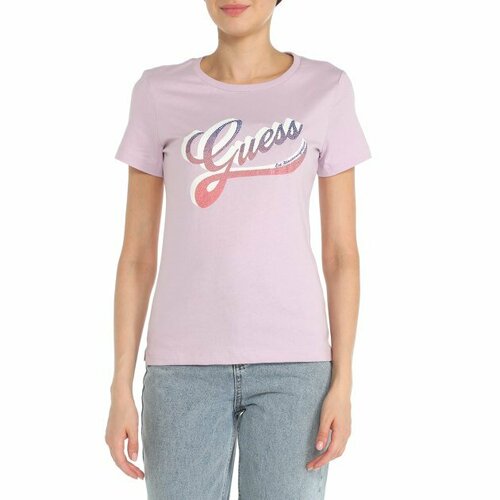 Футболка GUESS, размер L, сиреневый детская футболка для мальчика ccm logo tee jr 140