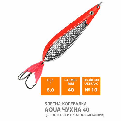 блесна для рыбалки зимняя aqua чухна 40mm 6g цвет 03 2шт Блесна колебалка для рыбалки AQUA Чухна 40mm 6g цвет 03