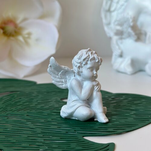 Декоративная фигура Ангелочек Мальчик белая 3*4*6см (полистоун) ТОиТО