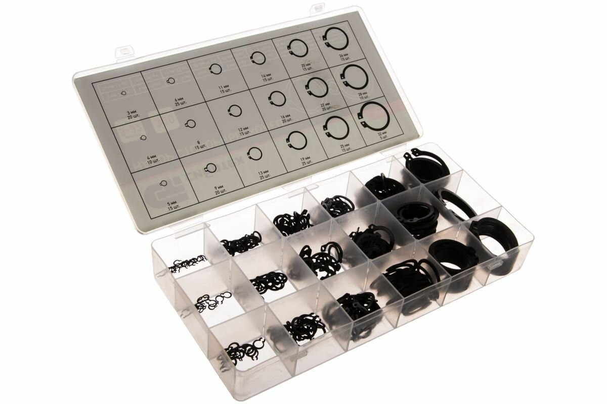 Набор стопорных колец СИБРТЕХ D 3 - 32 мм 300 предметов — фото 1