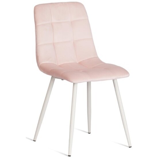 Стул Tetchair CHILLY (mod. 7094-1) / 1 шт. в упаковке вельвет/металл, 44,5х52,5х86 см, pink (розовый) HLR39 / белый