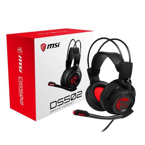 Gaming Headset MSI Immerse DS502, virtual 7.1 surround sound, USB, Over-ear, In-line controller and foldable microphone.