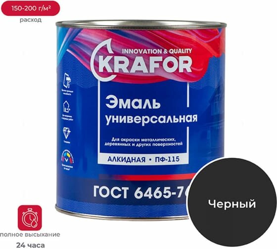 Эмаль Krafor ПФ-115 2,7кг Чёрная 25 968