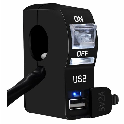 Переключатель кнопка с USB-зарядным устройством на руль мотоцикла для снегохода белый универсальный переключатель для мотоцикла 22 мм 7 8 дюйма с usb зарядкой