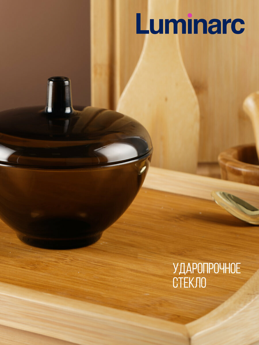 Сахарница с крышкой "амбьянте эклипс" 12см, LUMINARC, стеклокерамика/цвет дымчатый — фото 1