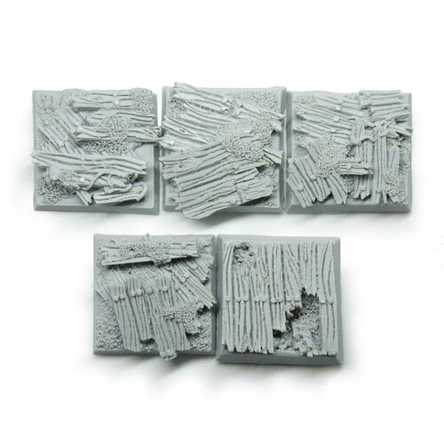Набор квадратных подставок для миниатюр (Вархаммер, Warhammer и пр.) Wood Bases / Древесина, 25х25 мм, непокрашенные, 5 шт.