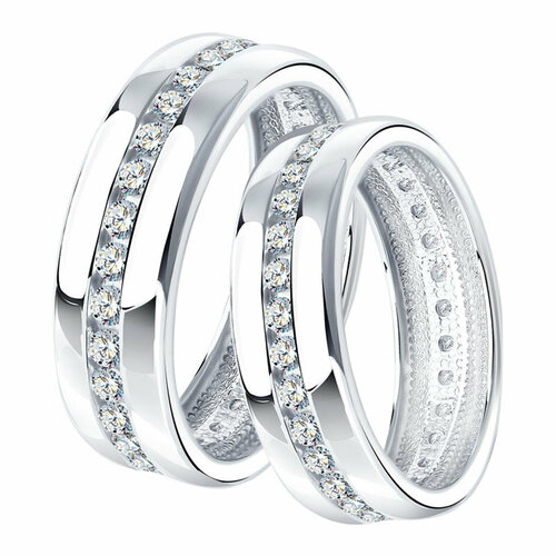 Кольцо обручальное Diamant online, серебро, 925 проба, фианит, размер 17