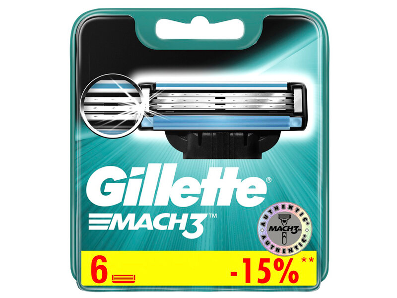 Сменные Кассеты Для Мужской Бритвы Gillette Mach3 с 3 лезвиями прочнее чем сталь для точного бритья 6 шт
