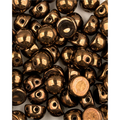 Стеклянные чешские бусины с двумя отверстиями, Cabochon bead, 6 мм, цвет Jet Bronze, 30 шт.
