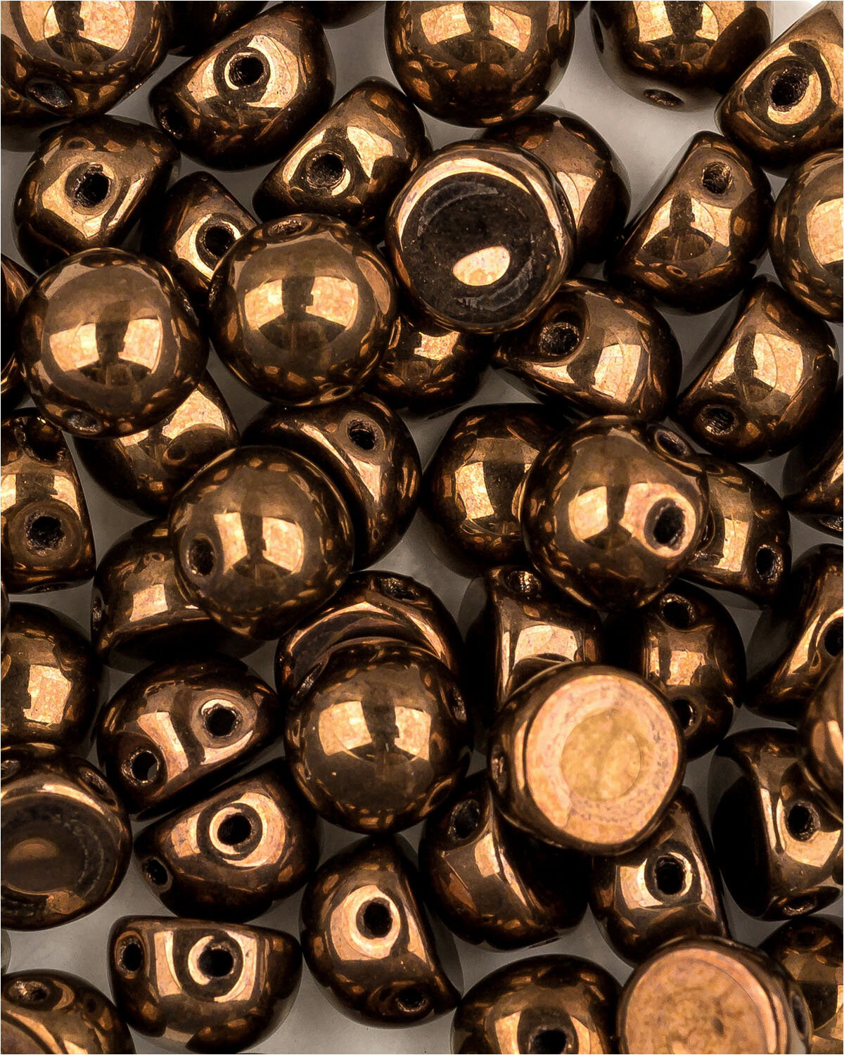 Стеклянные чешские бусины с двумя отверстиями, Cabochon bead, 6 мм, цвет Jet Bronze, 10 шт.